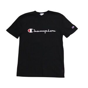Champion Logo Men’s Black T-shirt Short Sleeve Casual School Streetwear Sz Small